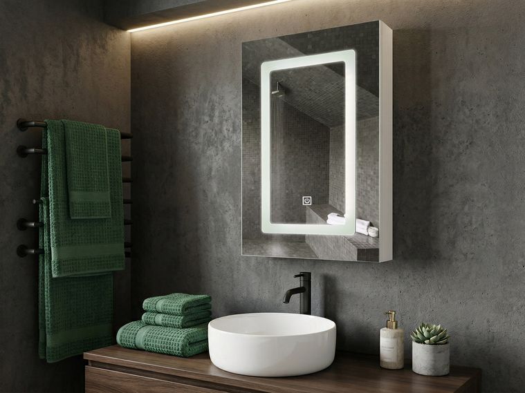 Armoire de toilette blanche avec miroir et LED 40 x 60 cm CONDOR
