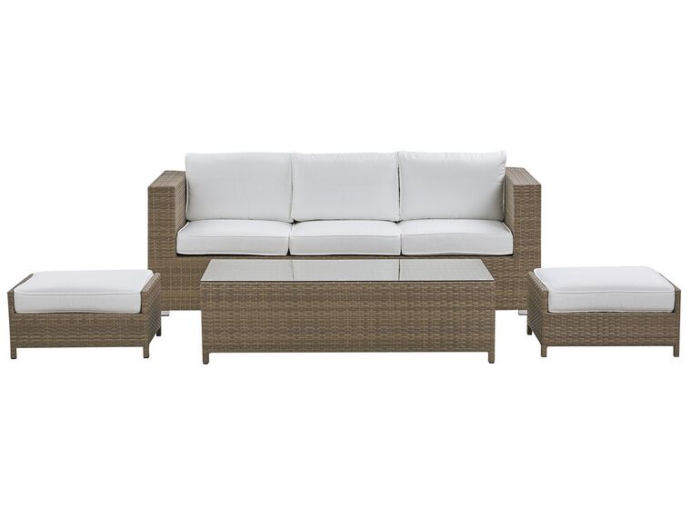 3 Seater PE Rattan Garden Sofa Set White BELLUNO_777206