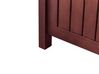Záhradná lavica z akáciového dreva s úložným priestorom 120 cm mahagónová hnedá s červeným vankúšom SOVANA_884002