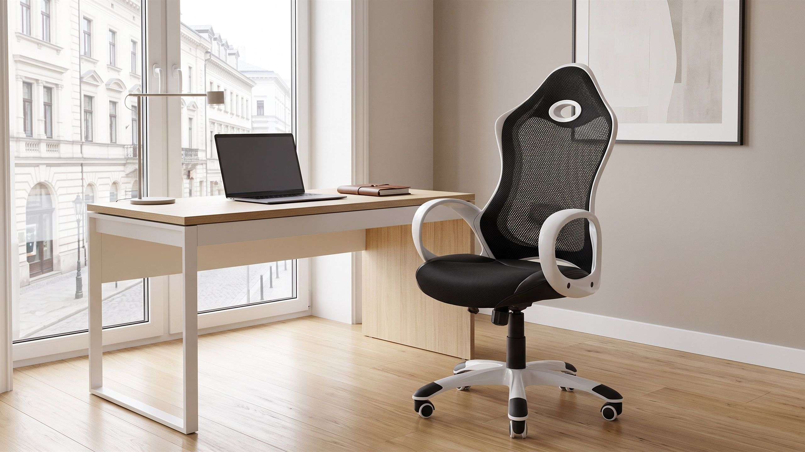 Chair Bw Swivel Office Chair Black and White iCHAIR | Beliani.co.uk