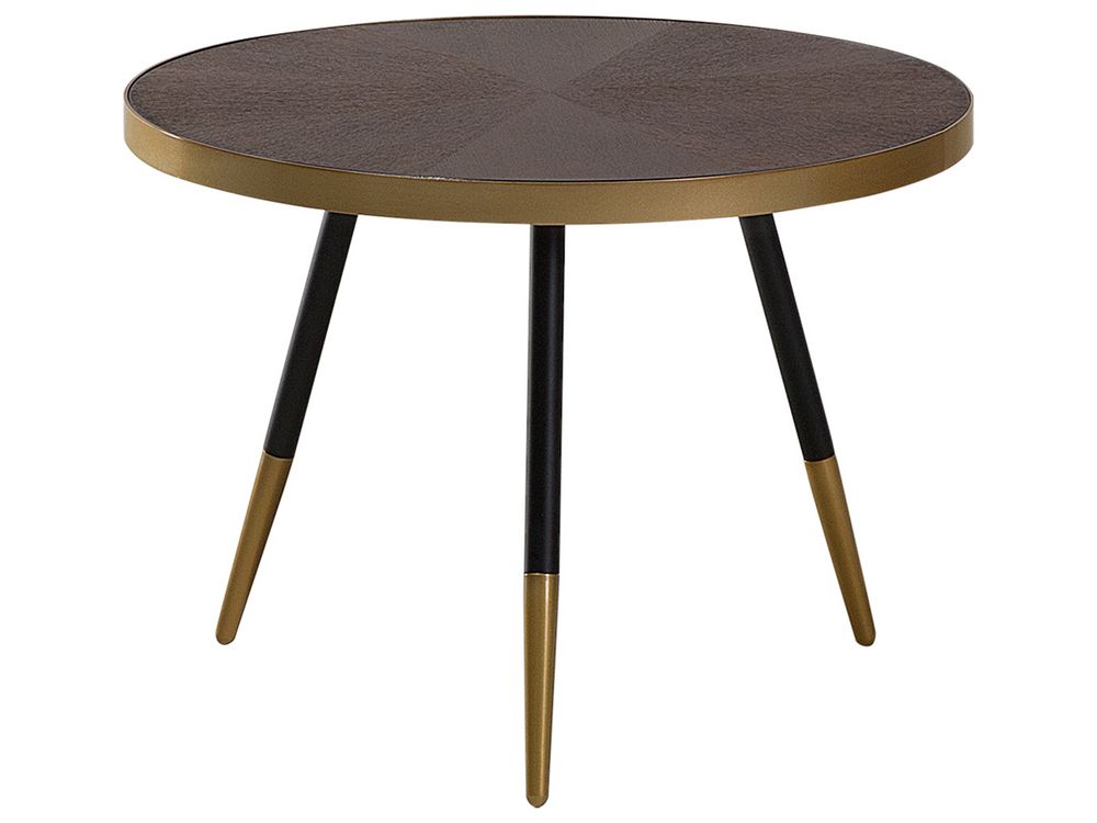 Coffee Table Dark Wood With Gold Ramona Beliani Co Uk Coffee Table Dark Wood With Gold Ramona, Conrad 40 Wide Dark Brown Wood Round Coffee Table