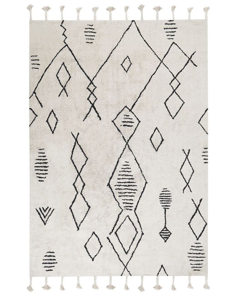 Bavlněný koberec 140 x 200 cm bílý/černý KEBIR_830867