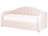 Tagesbett ausziehbar Samtstoff pastellrosa Lattenrost 90 x 200 cm EYBURIE_844363