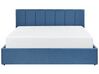 Fabric EU King Size Ottoman Bed Blue DREUX_861103