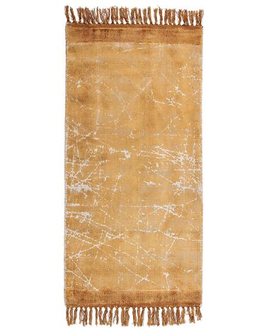 Teppich Viskose orange 80 x 150 cm abstraktes Muster Kurzflor HANLI