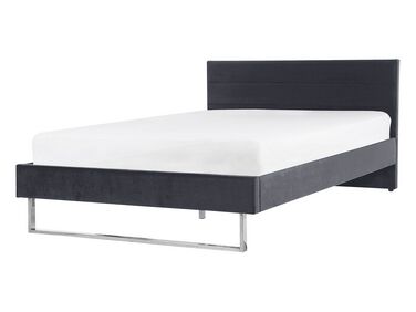 Zamatová posteľ 140 x 200 cm sivá BELLOU