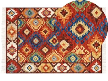 Kelim Teppich Wolle mehrfarbig 160 x 230 cm orientalisches Muster Kurzflor ZOVUNI