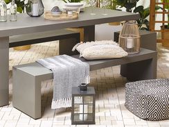 Penkki harmaa betoni u-muotoinen 150 x 40 cm TARANTO