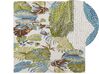 Teppich Wolle mehrfarbig 200 x 200 cm Blattmuster Kurzflor KINIK_830813