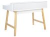 Skrivbord för hemmakontor med 2 lådor och hylla 110 x 58 cm vit med ljust trä BARIE_844758