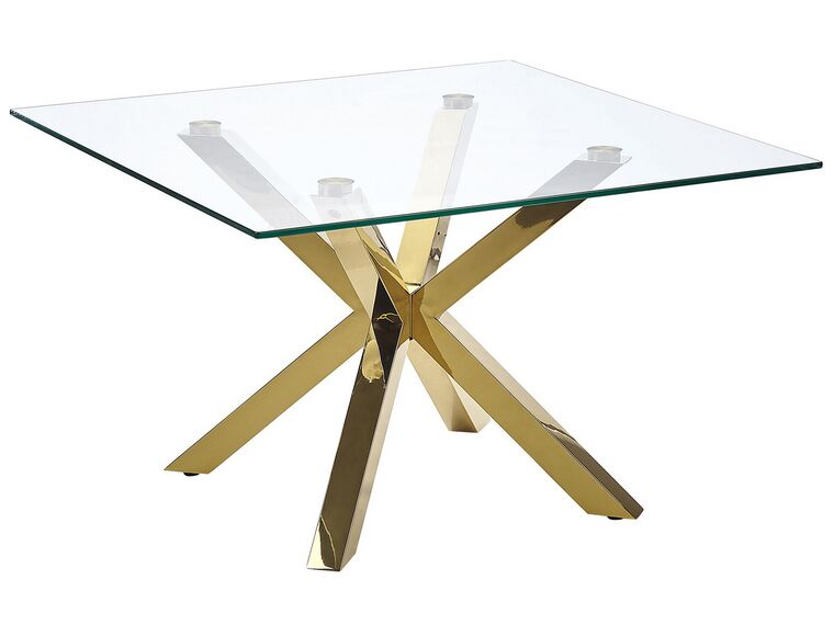 Table basse en verre avec pieds dorés 70 x 70 cm STARLIGHT_798473