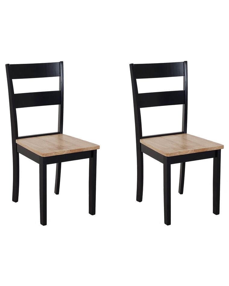 Set of 2 Dining Chairs Black and Light Wood GEORGIA_735871