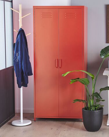 2 Door Metal Storage Cabinet Red VARNA
