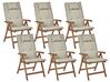 Lot de 6 chaises de jardin pliantes en bois d'acacia sombre avec coussins taupe AMANTEA_879778