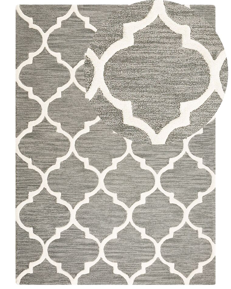 Teppich Wolle grau 160 x 230 cm marokkanisches Muster Kurzflor YALOVA_802958