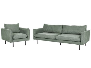 Conjunto de sofás 4 lugares em tecido verde claro VINTERBRO