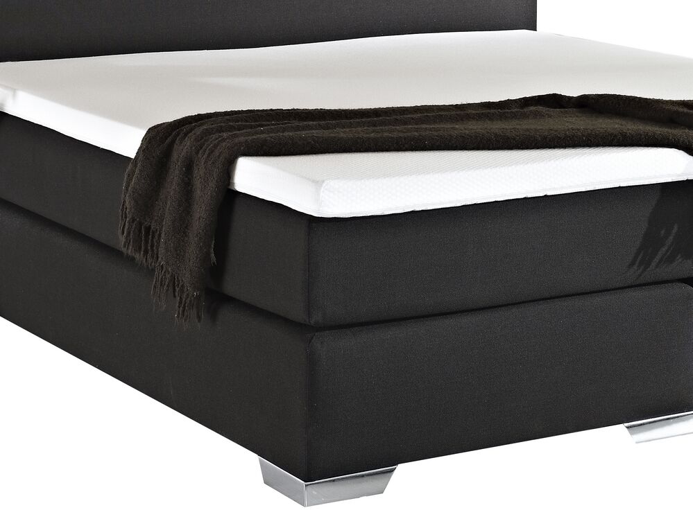 Boxspringbett Polsterbezug Leinenoptik schwarz 180 x 200 cm PRESIDENT