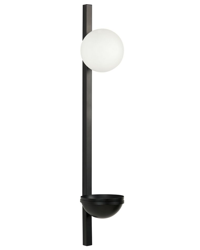 1 Light Metal Wall Lamp with Plant Pot Black ISABELLA_872802