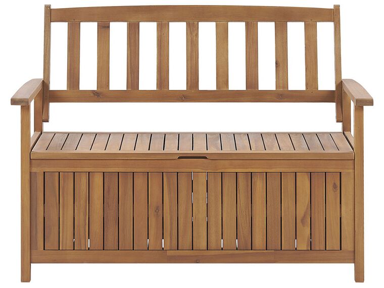 Záhradná lavička z akáciového dreva s úložným priestorom 120 cm SOVANA_772449