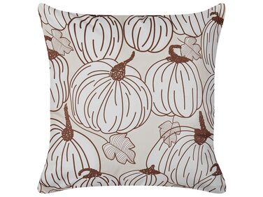 Velvet Cushion Pumpkin Pattern 45 x 45 cm Beige GOURD