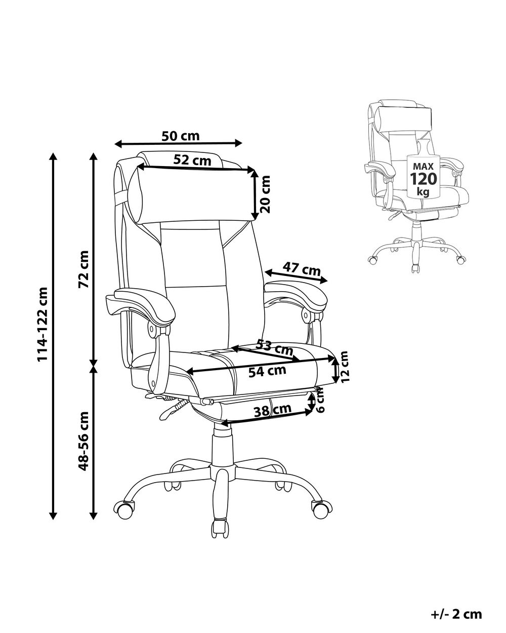 Sedia da ufficio ergonomica in pelle sintetica nera LUXURY 