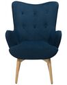 Sessel Samtstoff blau mit Hocker VEJLE_712877