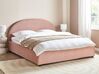 Łóżko z pojemnikiem boucle 180 x 200 cm pastelowo różowe VAUCLUSE_913876