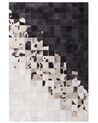 Teppich Kuhfell weiss / schwarz 140 x 200 cm Patchwork Kurzflor KEMAH_850988