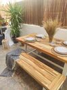 Zestaw ogrodowy drewniany stół i 2 ławki biały SCANIA_827727
