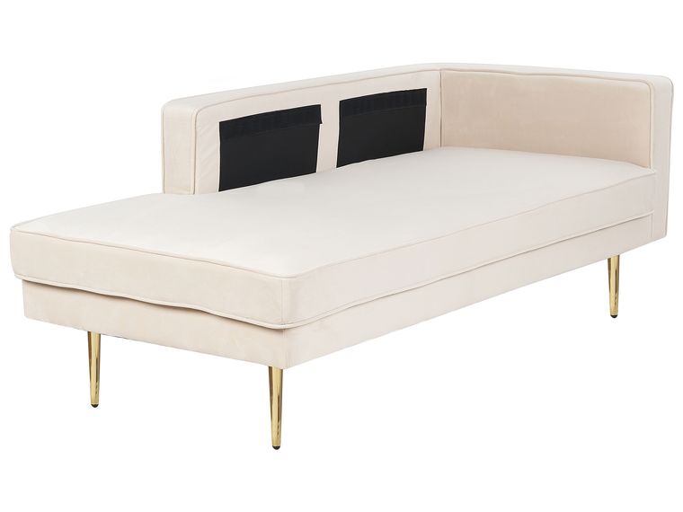 Chaise longue velluto beige e oro destra MIRAMAS Beliani.it