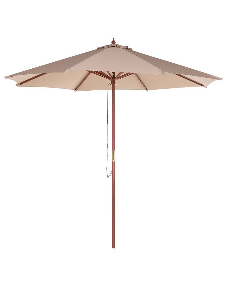 Parasol de jardin en bois avec toile beige sable ⌀ 270 cm TOSCANA _677622