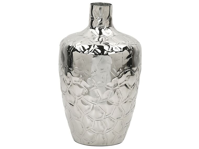 Vaso decorativo em alumínio prateado 39 cm INSHAS_765790
