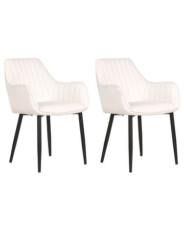 Conjunto de 2 cadeiras de jantar em veludo branco creme WELLSTON