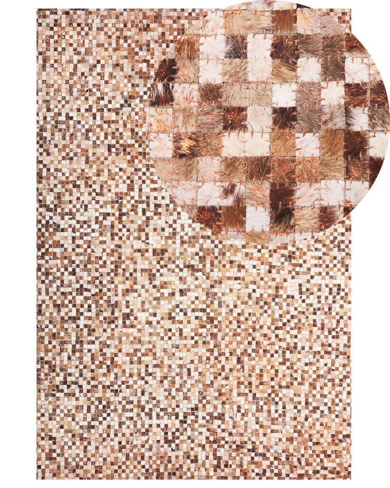 Tapis en cuir patchwork marron et beige 160 x 230 cm TORUL_792680