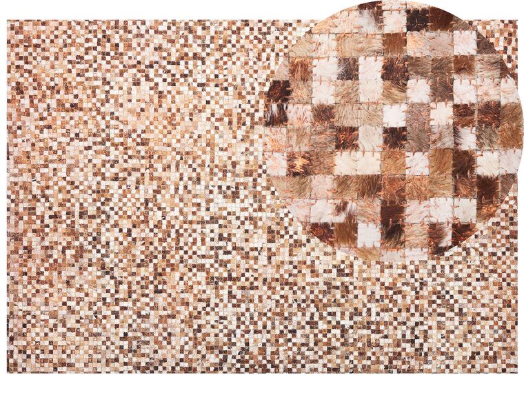 Teppich Kuhfell braun / beige 160 x 230 cm geometrisches Muster Kurzflor TORUL_792680