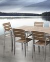 Set of 6 Garden Dining Chairs Light Wood and Silver VERNIO_713284