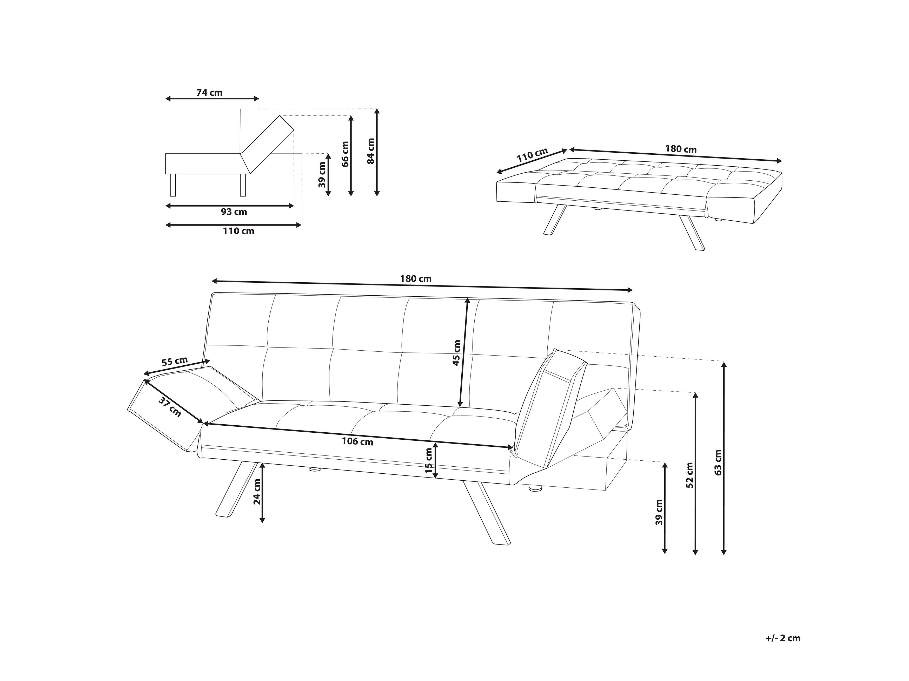 Faux Leather Sofa Bed Brown BRISTOL II Beliani.co.uk