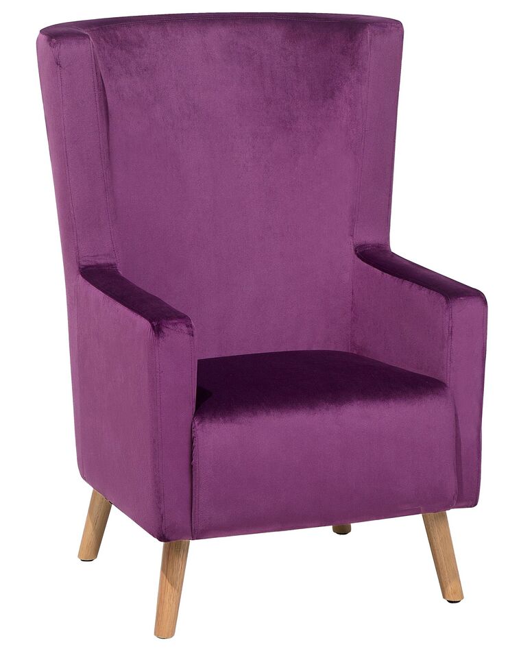 Fotel uszak welurowy fioletowy ONEIDA_710520