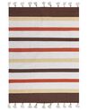 Teppich Baumwolle braun / beige 140 x 200 cm gestreiftes Muster Kurzflor HISARLI_837119