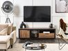 Meuble TV teinte bois clair et noir à LED MARANA_850270
