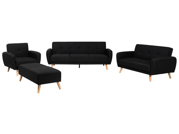 6-Sitzer Sofa Set schwarz verstellbar mit Ottomane FLORLI_704192