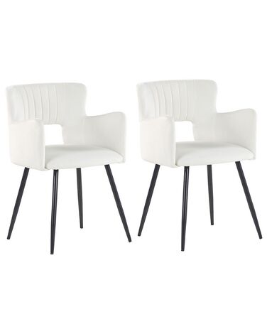 Conjunto de 2 sillas de comedor de terciopelo blanco crema/negro SANILAC