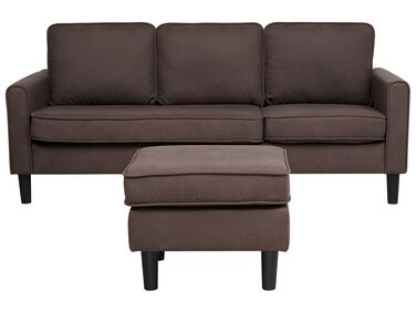 3 Seater Fabric Sofa with Ottoman Brown AVESTA