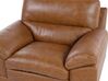 Soffgrupp 3-sits soffa + fåtölj läder guldbrun HORTEN_768150