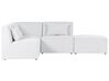 Canapé d'angle 3 places modulable côté droit en velours côtelé blanc cassé avec ottoman LEMVIG_875615