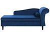 Chaise longue velluto blu marino e legno scuro destra LUIRO_769584