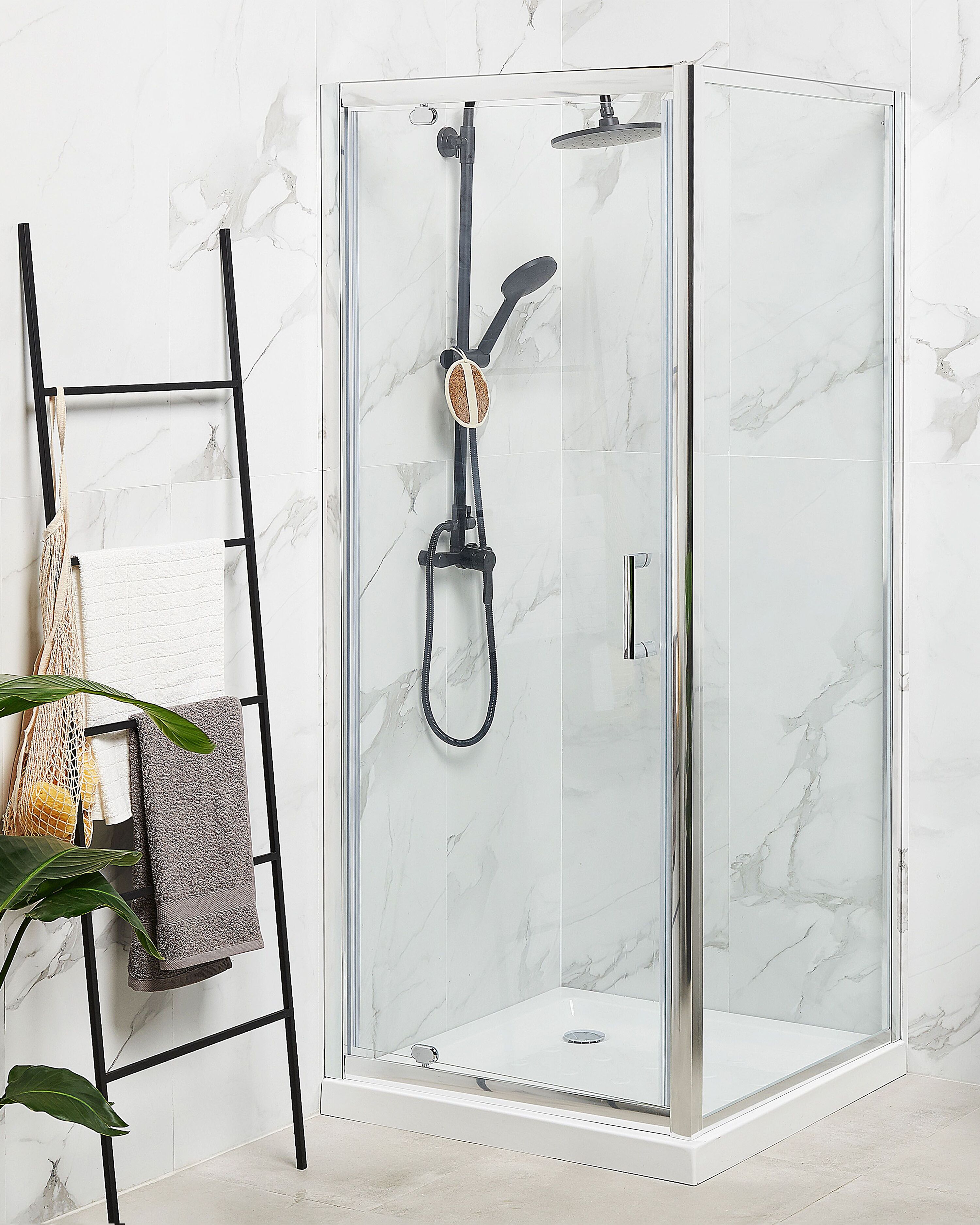 Douchecabine zonder douchebak gehard glas zilver 80 x 80 x 185 DARLI