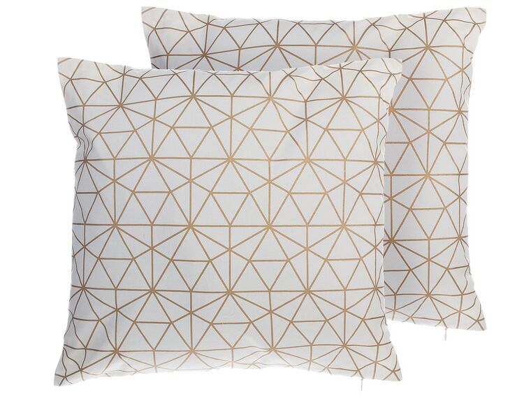 Set of 2 Cotton Cushions Geometric Pattern 45 x 45 cm Gold SEDUM_770282