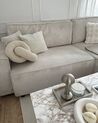 Left Hand Jumbo Cord Corner Sofa Bed Off-White ABACKA_920238
