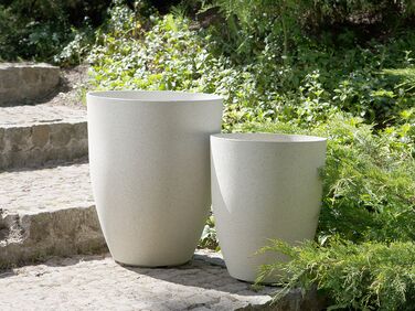 Set of 2 Plant Pots 35 x 35 x 42 cm Off-White CROTON